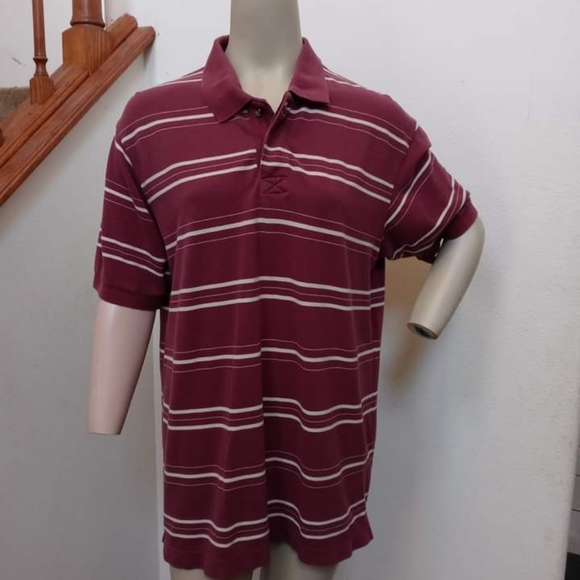 Men's Large Polo Shirt Striped Eco Green Organic Cotton - Picture 1 of 8